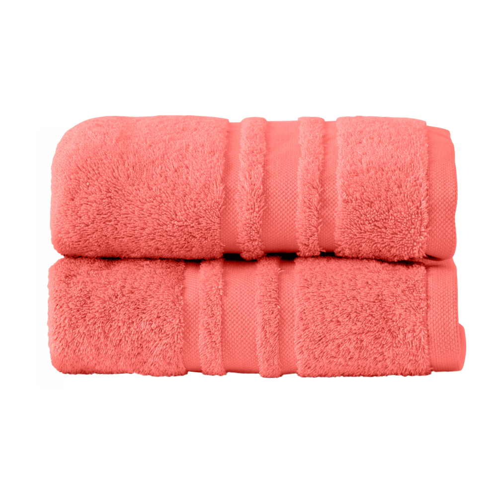 2 DRAPS DE DOUCHE LOLA II CORAIL-Carré Blanc