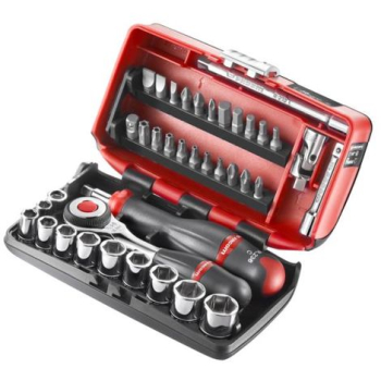 COFFRET CLIQUET MANCHE ROTATIF + DOUILLES 1/4” 6 PANS-Facom